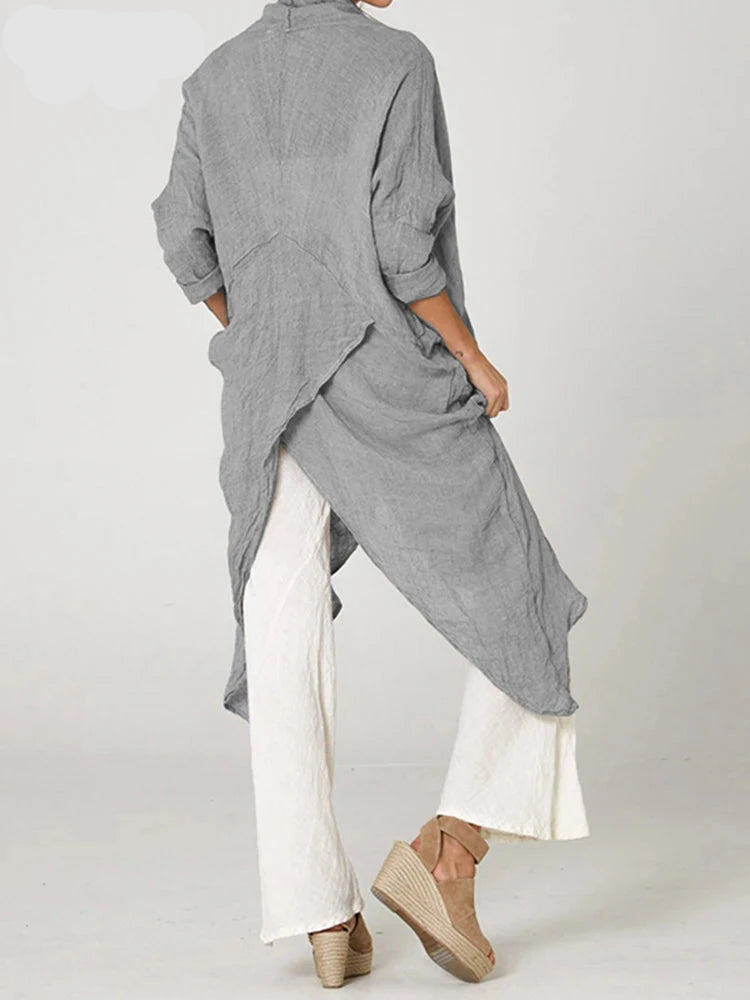 Maria's long asymmetric casual Loose blouse