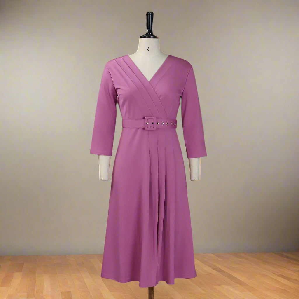 Samantha's Pleated, Trendy, Stylish, Formal, Office style, Sleeves, Midi Dress