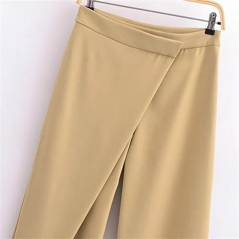 Lara's Slim-Fit elegant Bootcut stylish pants with wrap