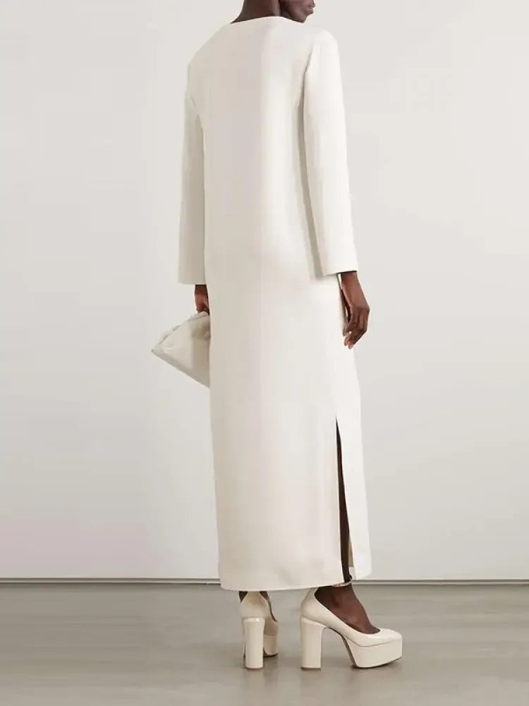 Karina's H-Line, V-Neck, Long sleeves Loose Dress