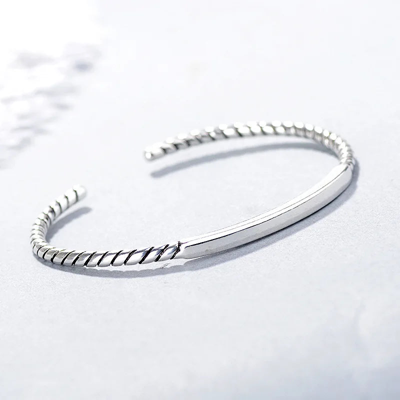 Nardine's Solid 925 Sterling Silver, Unisex, Vintage Handmade, Simple,  Open Bracelet