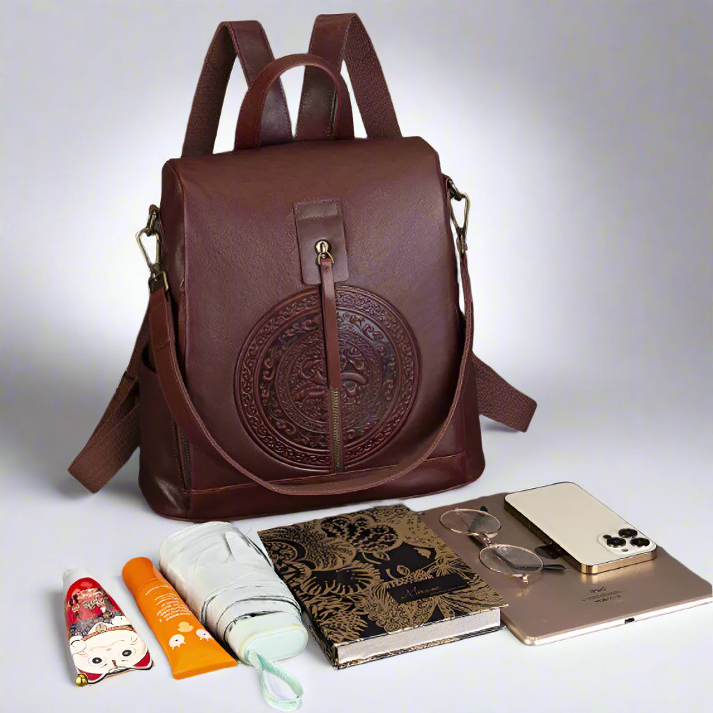 Nadine's Retro, Vintage, Genuine Leather, Trendy, Stylish, Handmade, Backpack Bag