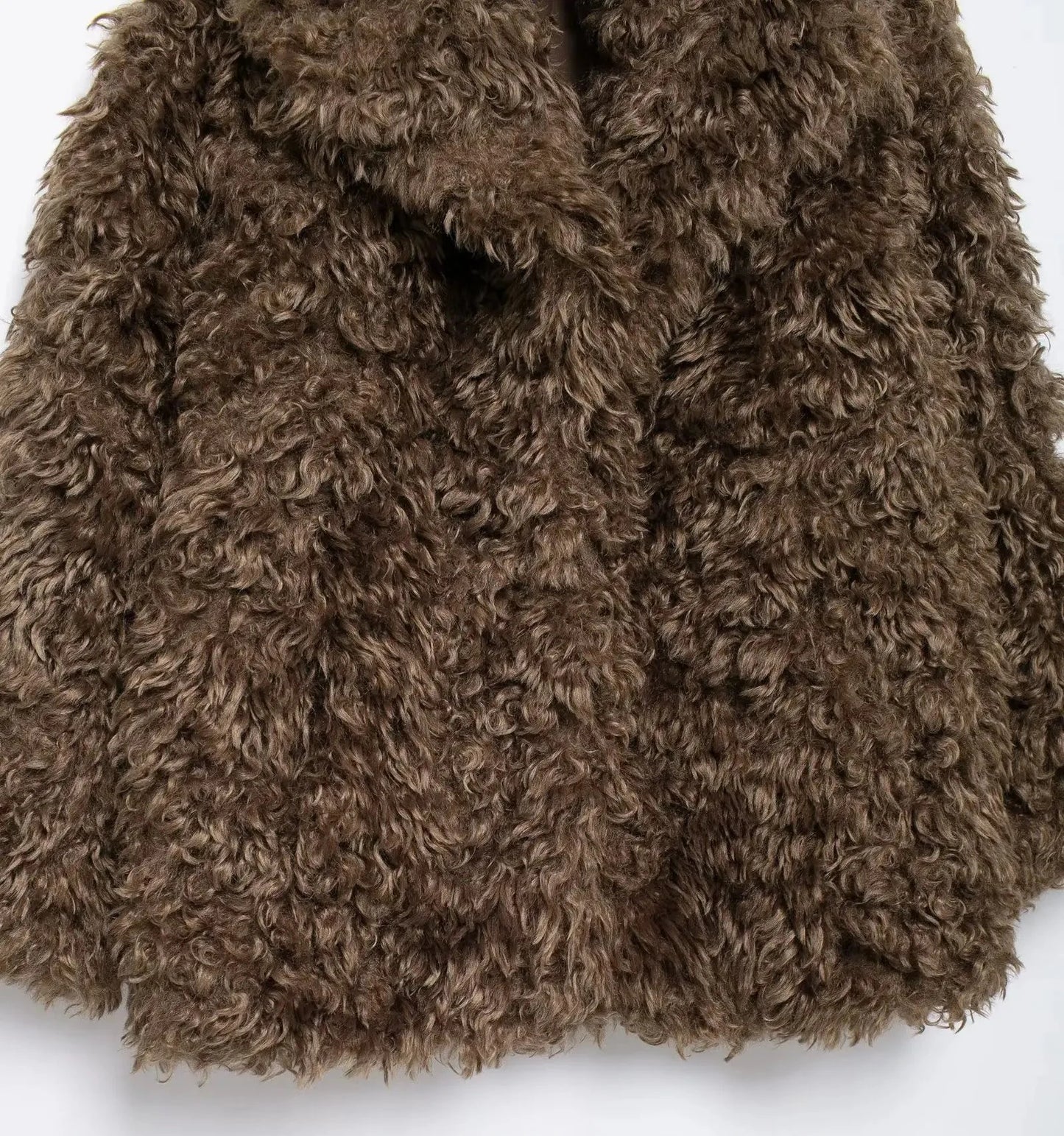 Liza's Winter Teddy Shaggy Faux Fur Long Sleeve short coat