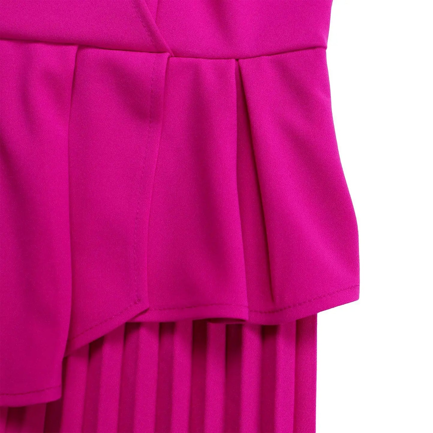 Liz's Plus size, stylish, trendy, Pleated, Temperament, V-Neck, Midi, Office Dress