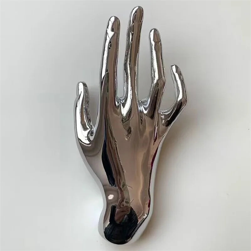 Yara's Metal Smooth Double Palm Hand-shaped Large Brooch- Silver, Gold