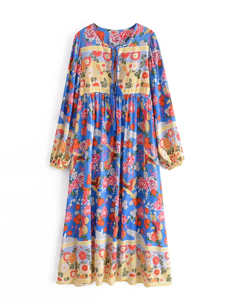 Jamine's Maxi long sleeves casual boho dress