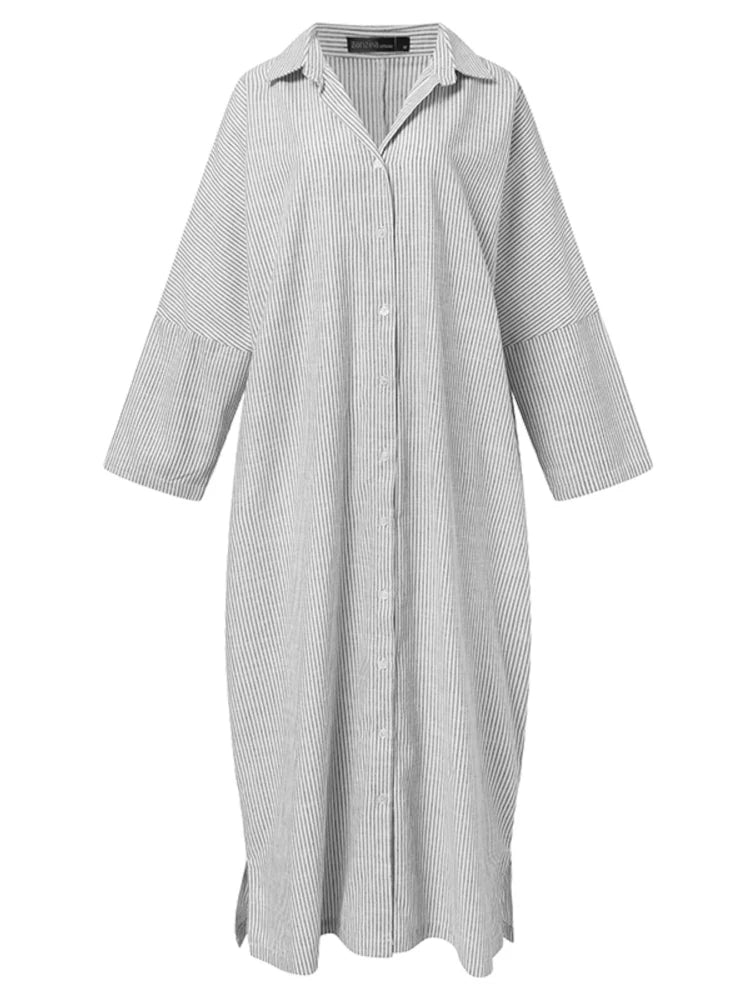 Suzan's Stripped Long sleeves -Loose Shirt Dress