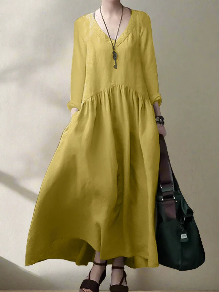 Sasha's Long, Loose, Sleeves, Vintage, Trendy, Stylish, Cotton Blend Dress