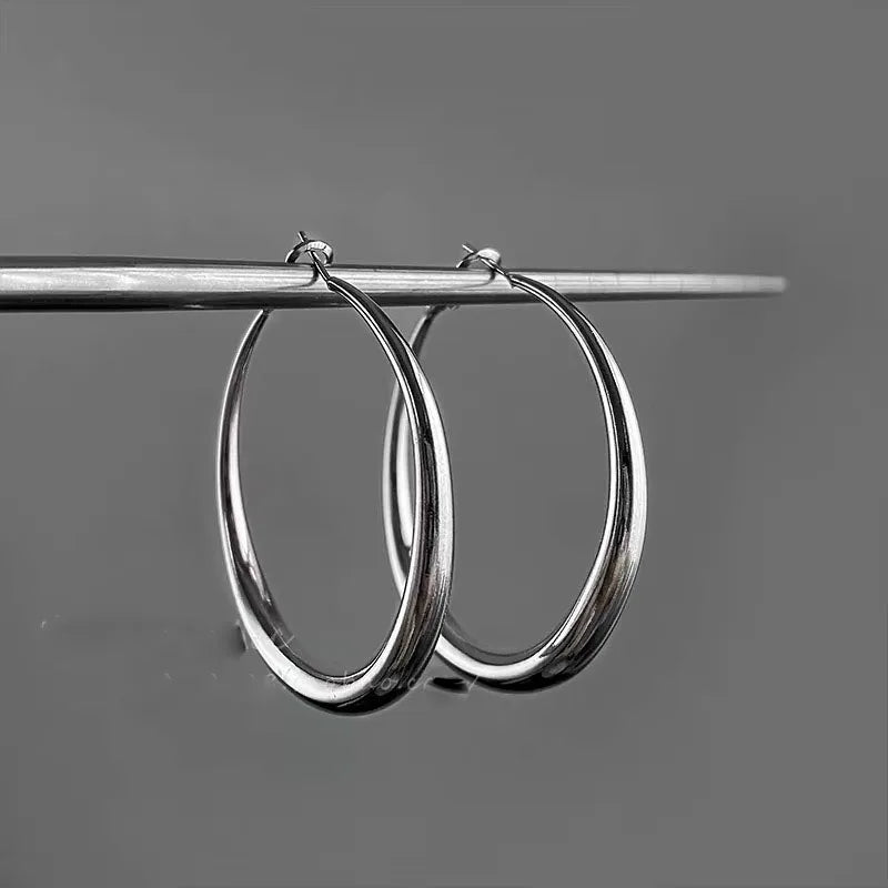 Milany's 925 Sterling Silver, Trendy, Stylish, Simple, Big Round, Hooped Earrings