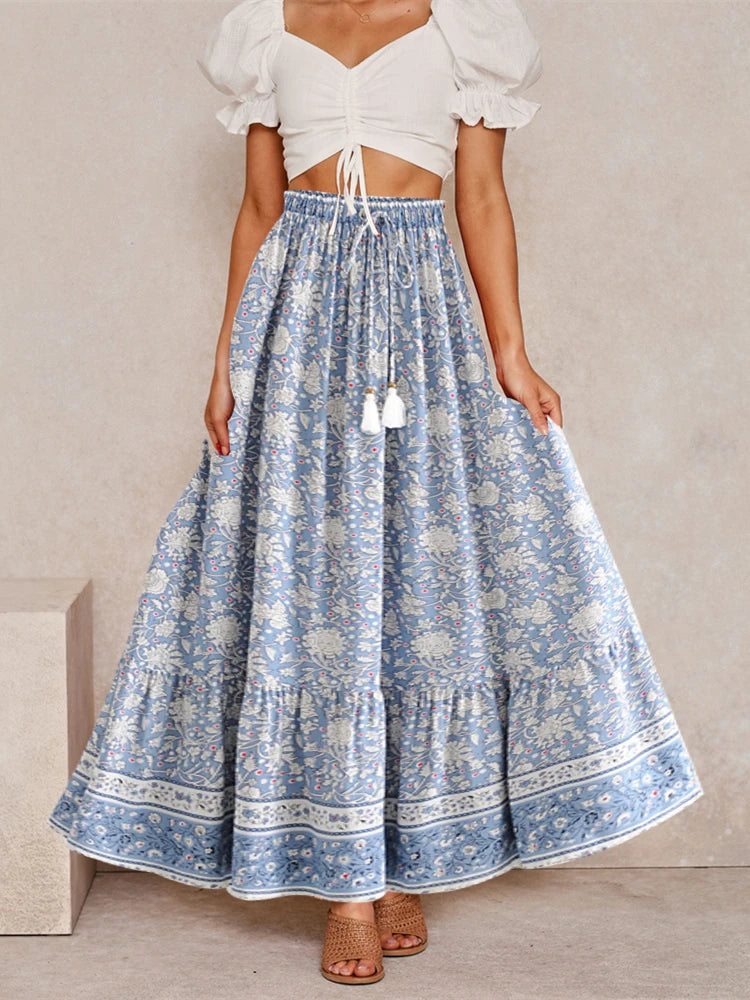 Dalia's Floral Boho Maxi Skirt