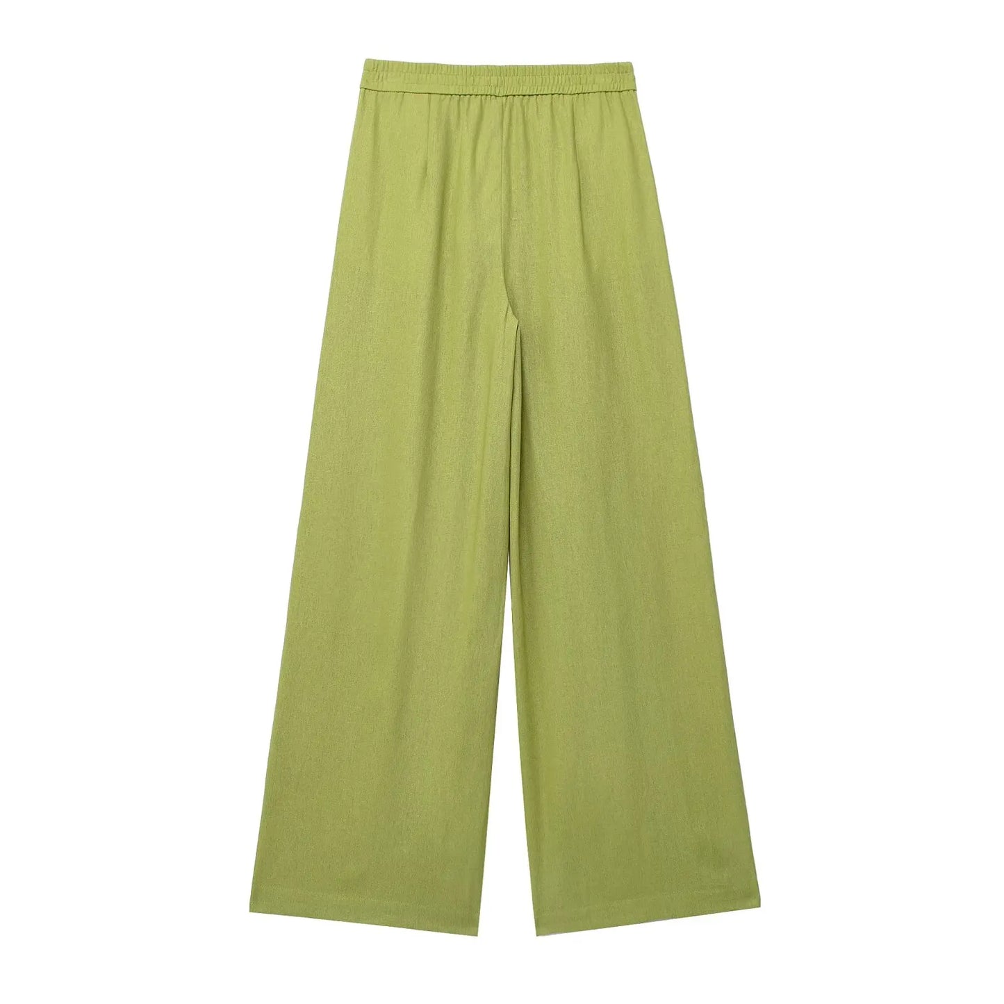 Green wide-leg pants on a white background