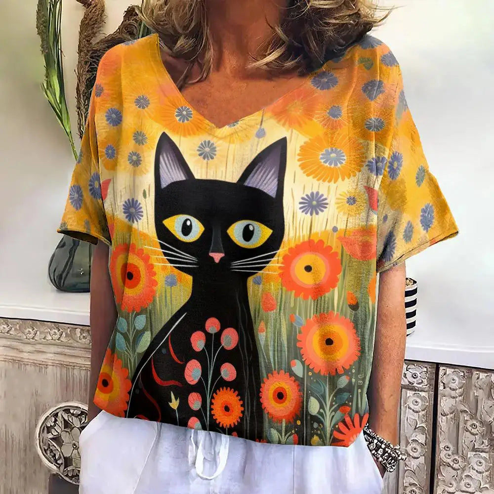 Huda's cat printed T-shirt