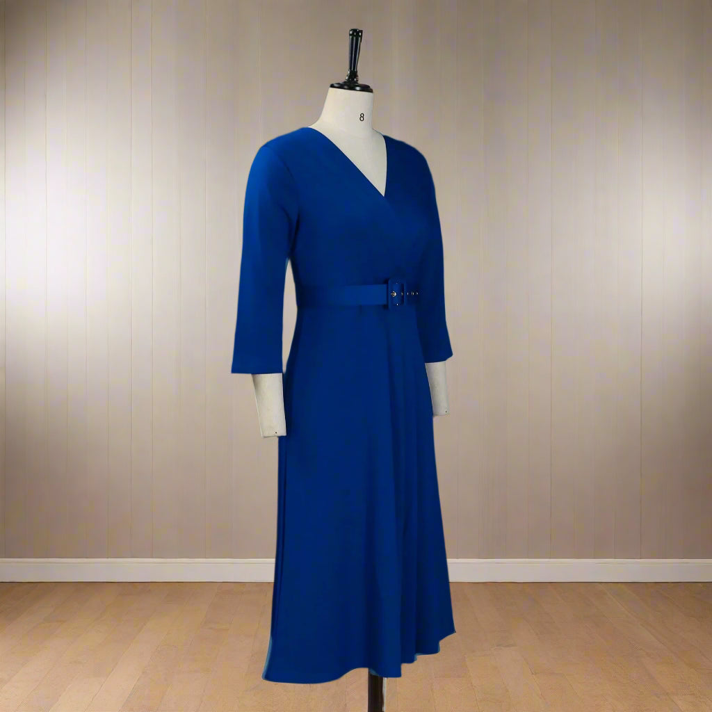 Samantha's Pleated, Trendy, Stylish, Formal, Office style, Sleeves, Midi Dress