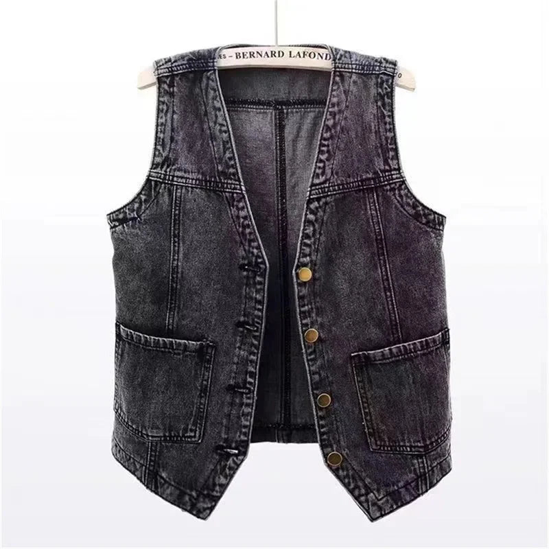 Karen's Casual, Trendy, Stylish, Waistline, Cotton, Denim, Pockets, Pocket, Jeans Vest