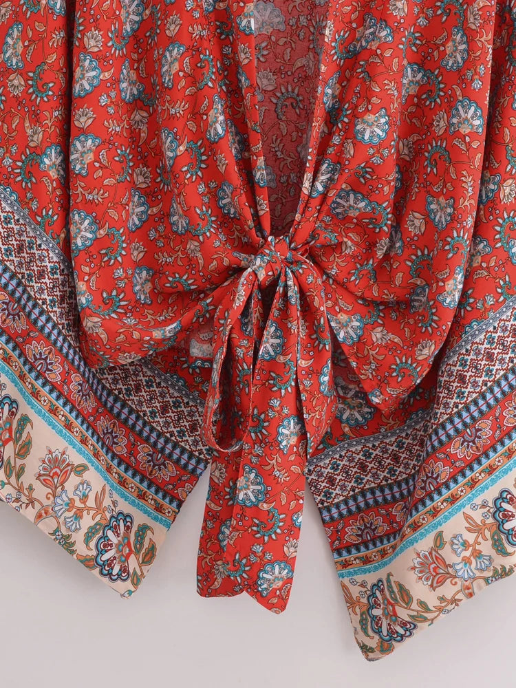 Patricia's Boho, Short, Kimono, Robe, Stylish, Trendy, Hippie, Printed, Floral, Bohemian Top
