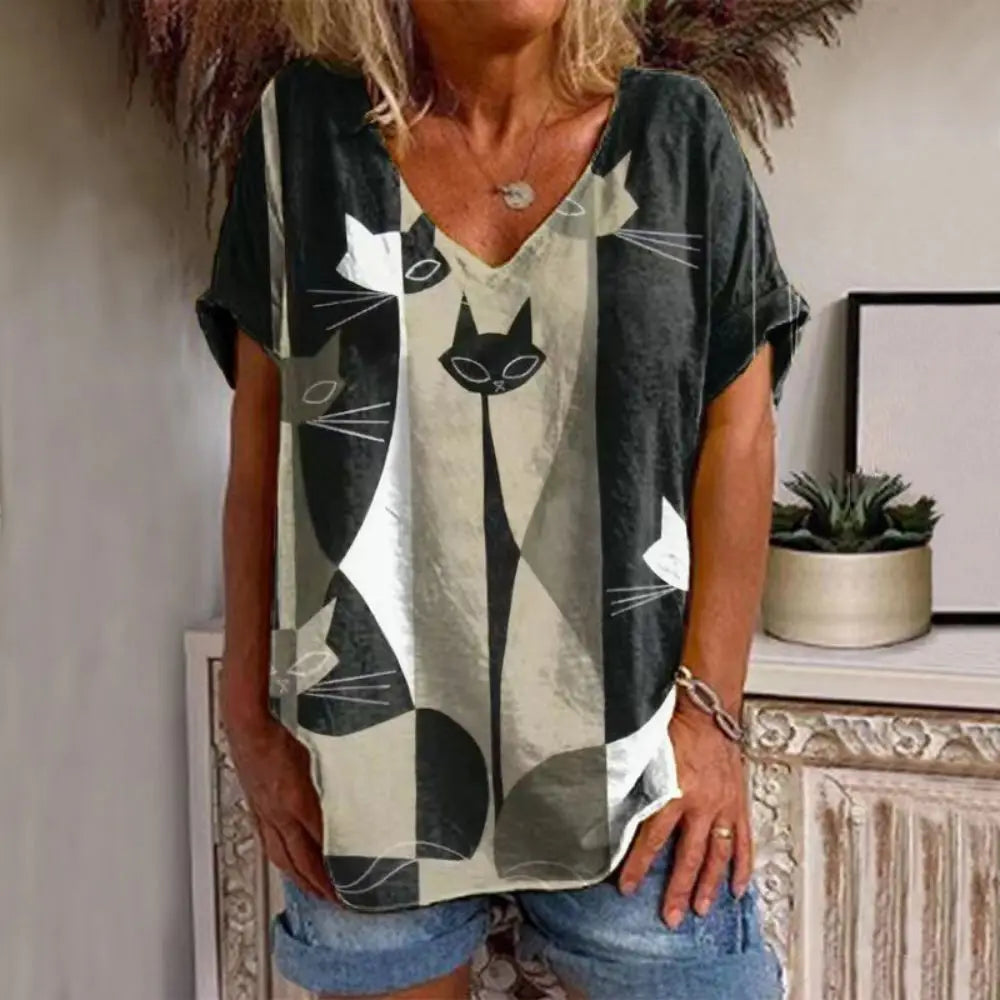 Maria's cat print oversize T-shirt