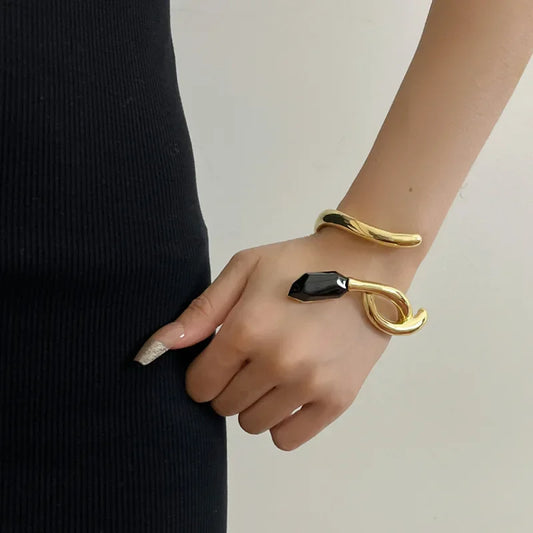 Noha's 925 Silver, Golden Plated, Open Bracelet