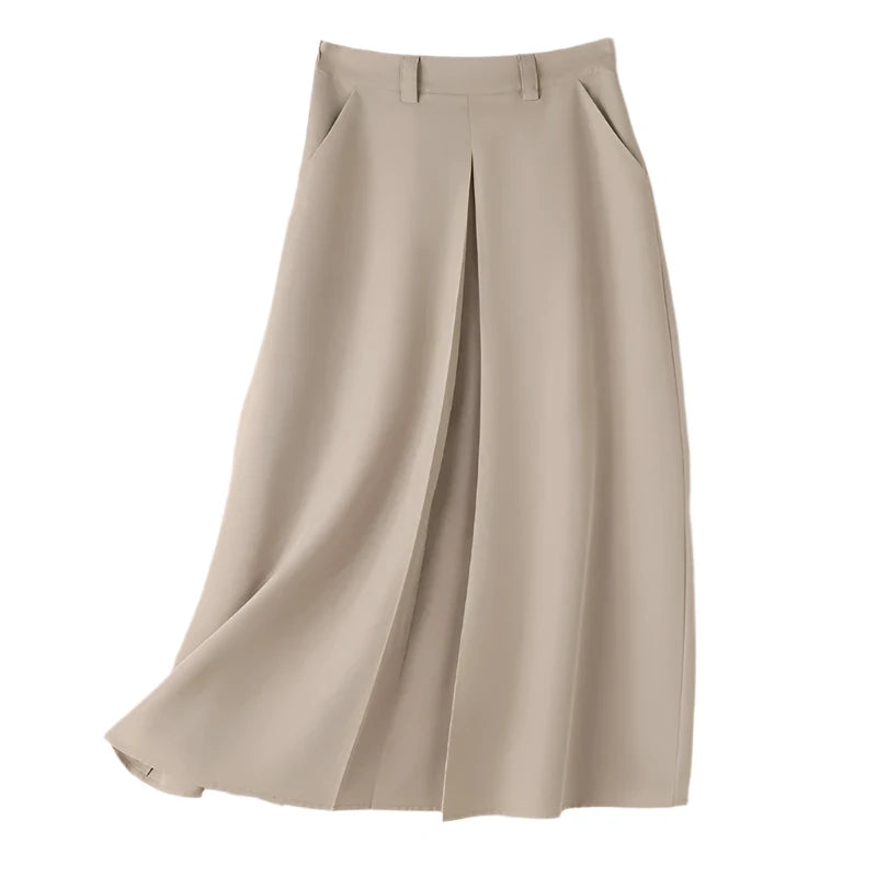 Sally's Elegant, Office, Casual, Pleated, High Waist Skirts