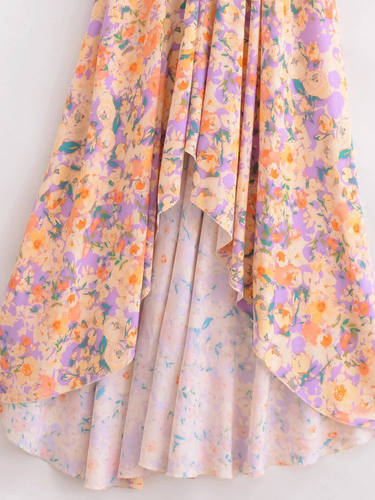 Karman's Floral, Printed, Backless, Boho, Stylish, Trendy, High-Low, Long, Bohemian Dress