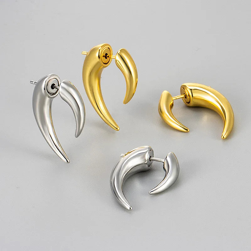 Lana's 925 Sterling Silver, Trendy Simple, Golden/Silver, Chilly shaped ,Hooped Earring