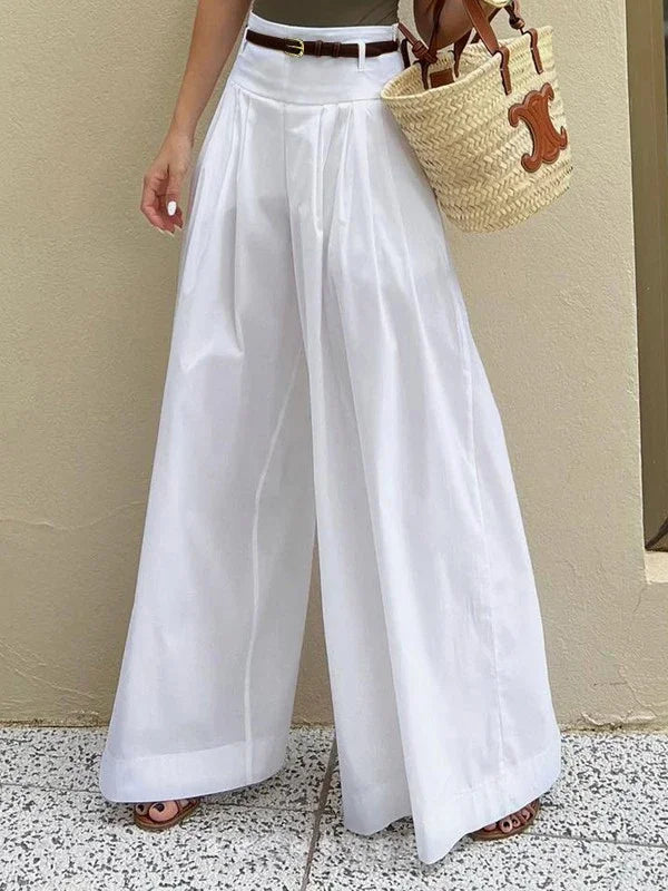 Sherry's Wide Flare Legs High Waist Cotton Pants