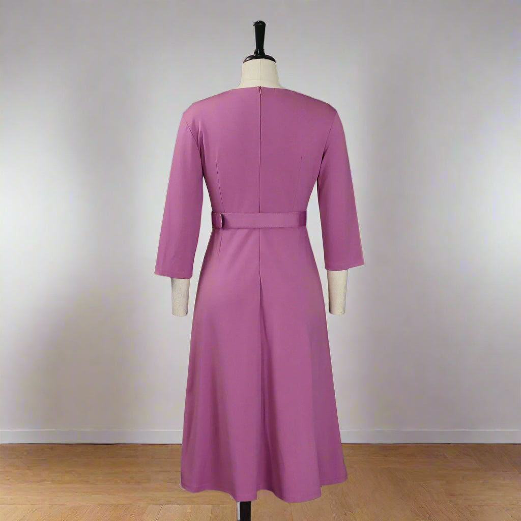 Samantha's Pleated, Trendy, Stylish, Formal, Office style, Sleeves, Midi Dress