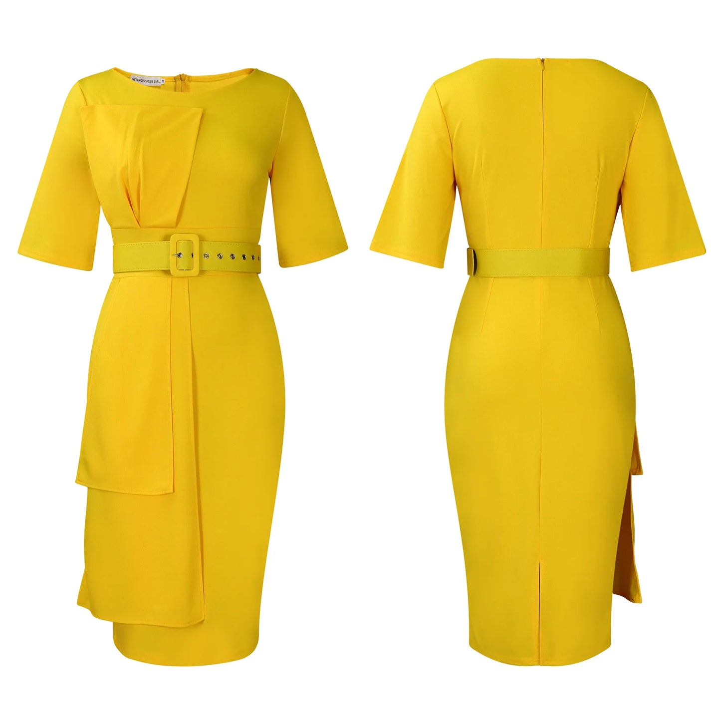 Iman's Trendy, Stylish, Patchwork, Plus size, Half Sleeves, On-Knee, Office Dress