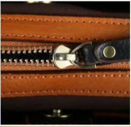 Top layer leather handbag with detailed fabric details and close-up shots.