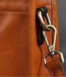 Top layer leather handbag with detailed fabric interpretation and close-up shots.