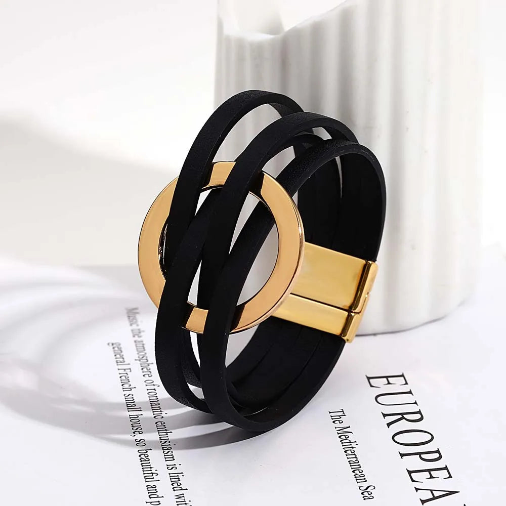 Alice's Hollow Circle Leather Bohemian Multilayer Wrap Bracelets