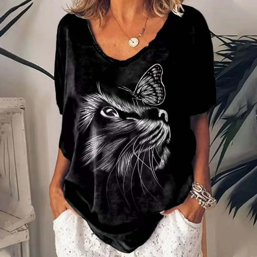 Maria's cat print oversize T-shirt