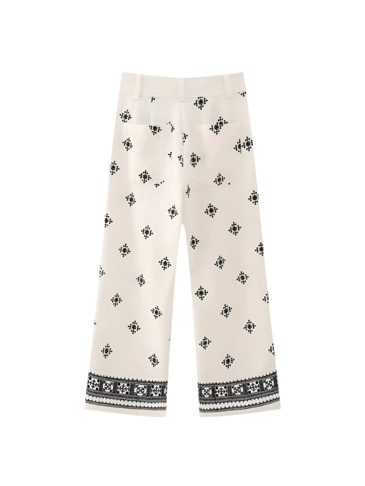 Shereen's Linen floral-printed boho casual party pants