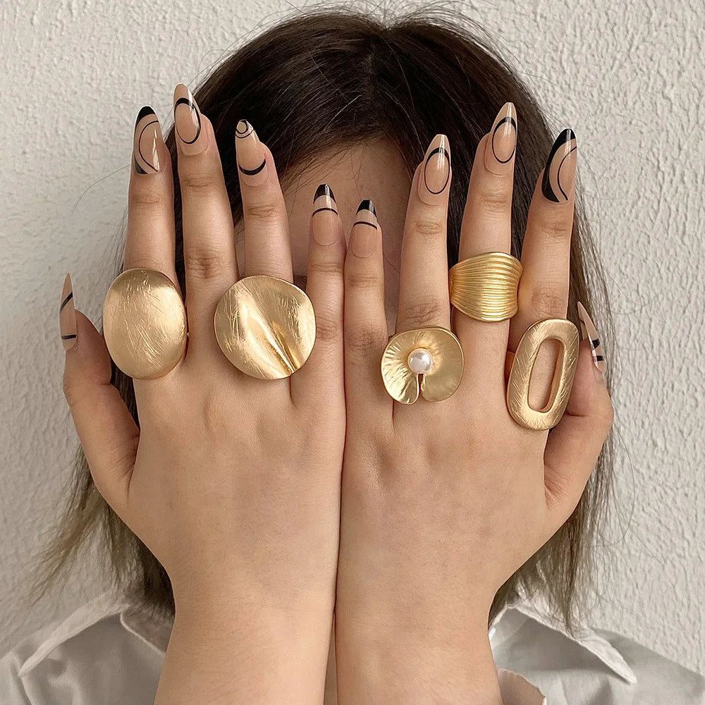 Vivian's Adjustable Irregular Geometric Matte Chunky Rings