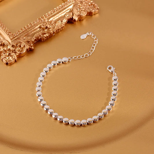 Rima's 925 Silver, Hiphop Round Ball Bracelet