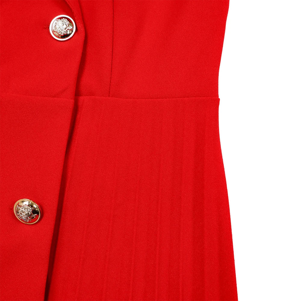 Stacey's Trendy, Stylish, Vintage, Pleated, On Knee, 3/r Sleeves, Solid Color, Office Dress