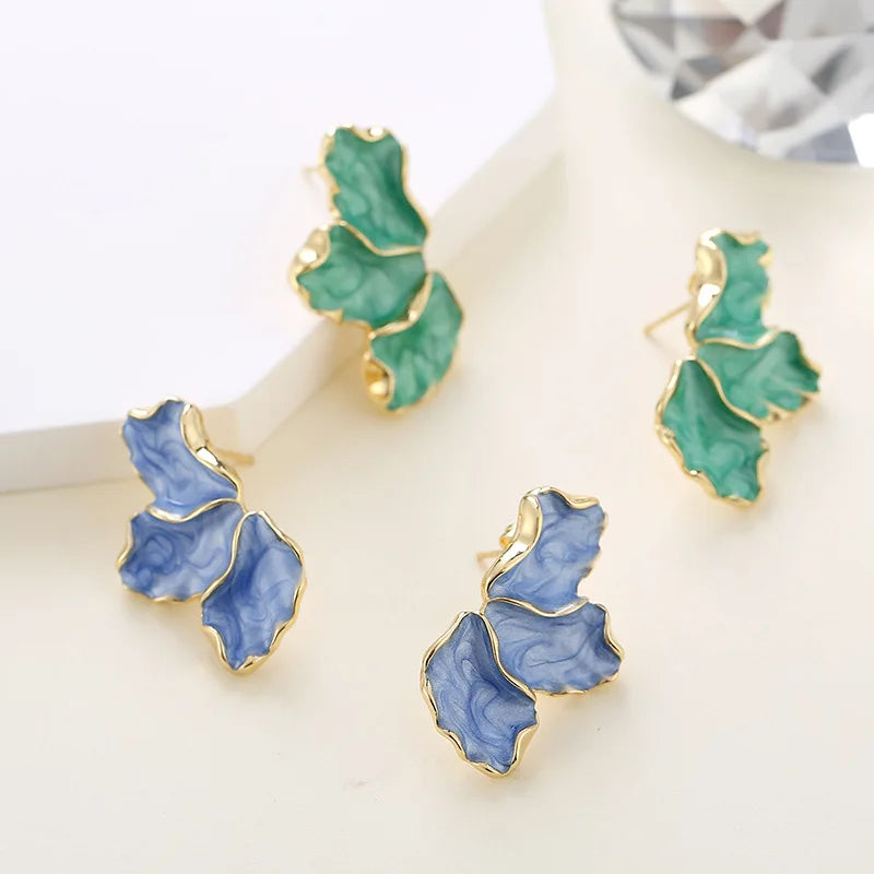 Zara's Irregular Metal Enamel Fashionable Stud Earrings