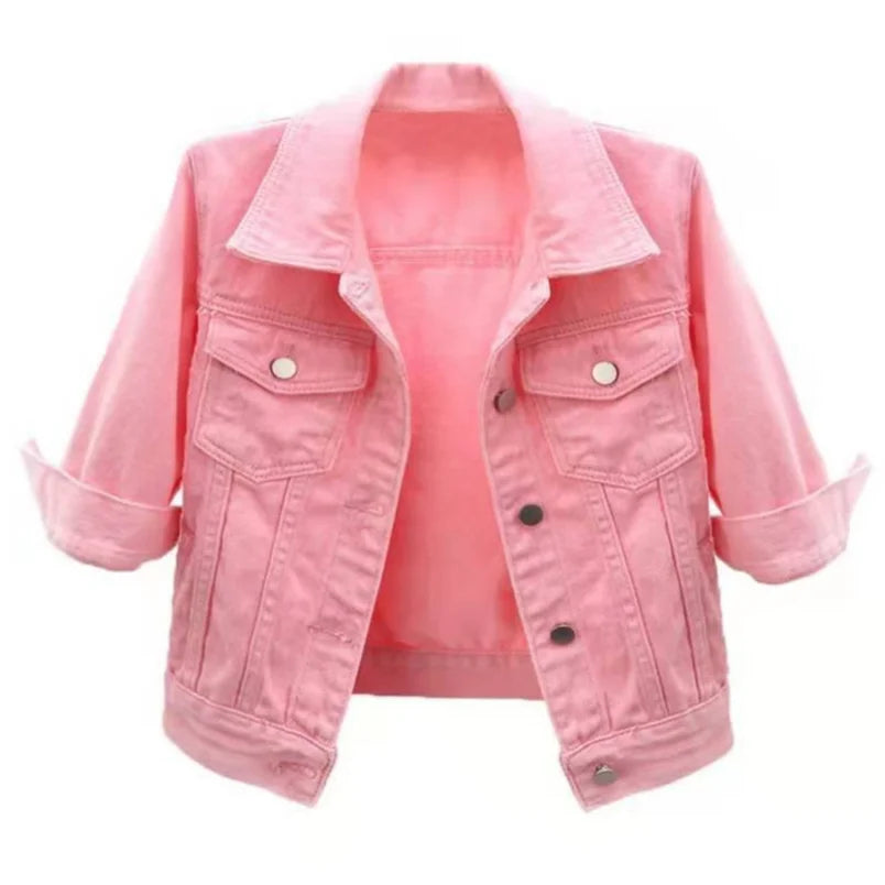 Maria's Colored Denim Casual Jacket