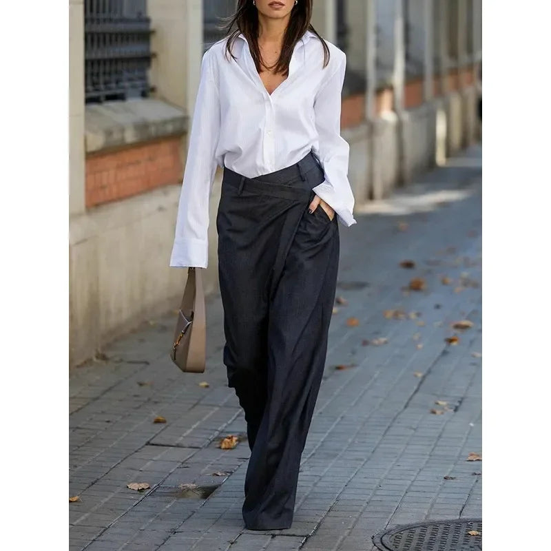 Jenifer's Loose Asymmetric wide legs pants