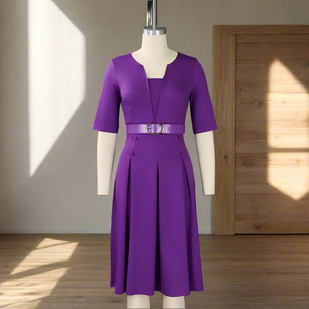 Suzan's A-line Pullover belted Dress