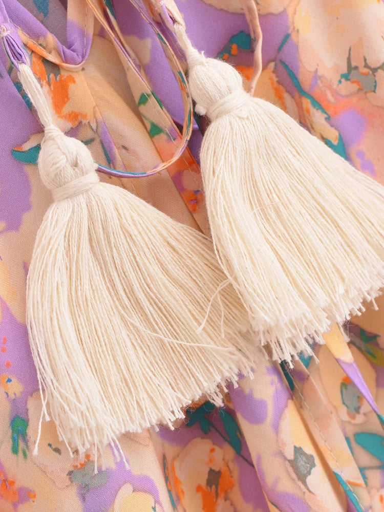 Karman's Floral, Printed, Backless, Boho, Stylish, Trendy, High-Low, Long, Bohemian Dress