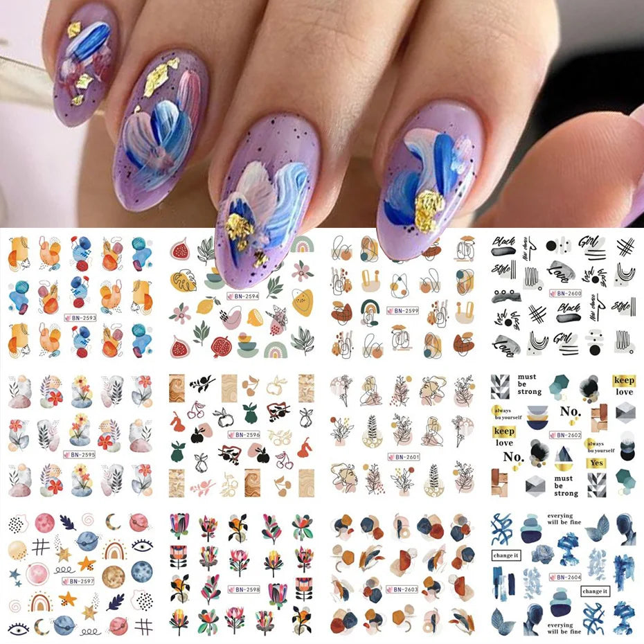 Gift, Nail Stickers-12 Pcs/ 1 Kit