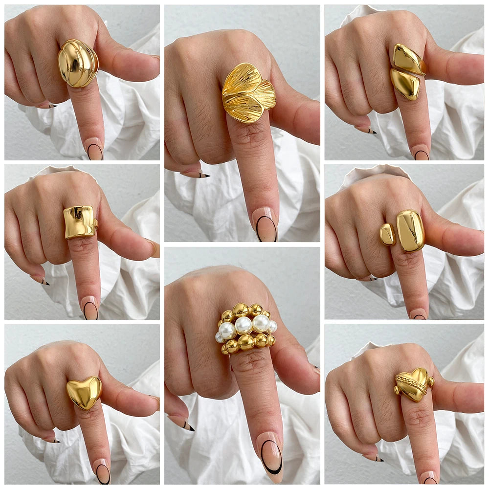 Olivia's Irregular chunky Gold Plated Stainless Steel Rings