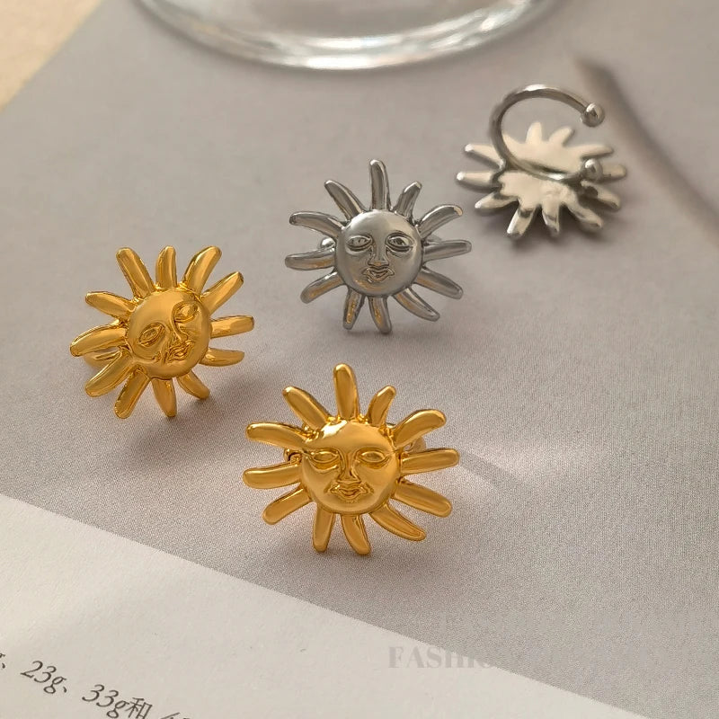 Amira's Stylish, Trendy, non-piercing, Sun Earrings