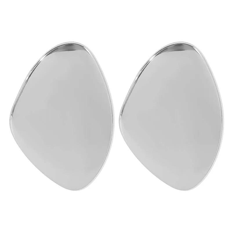 Olivia's dangle large designed oval earrings- silver/gold