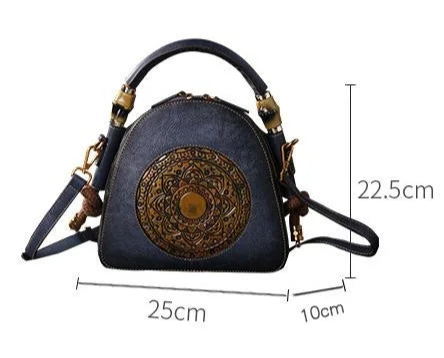 Lura's Retro, Vintage, Genuine Leather, Trendy, Stylish, Handmade, Shoulder Bag