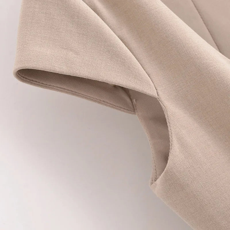 Sarah's Solid Color, Cap Sleeves, Trendy, Stylish, Slim, Square Neck, Zipper, Mini Dress