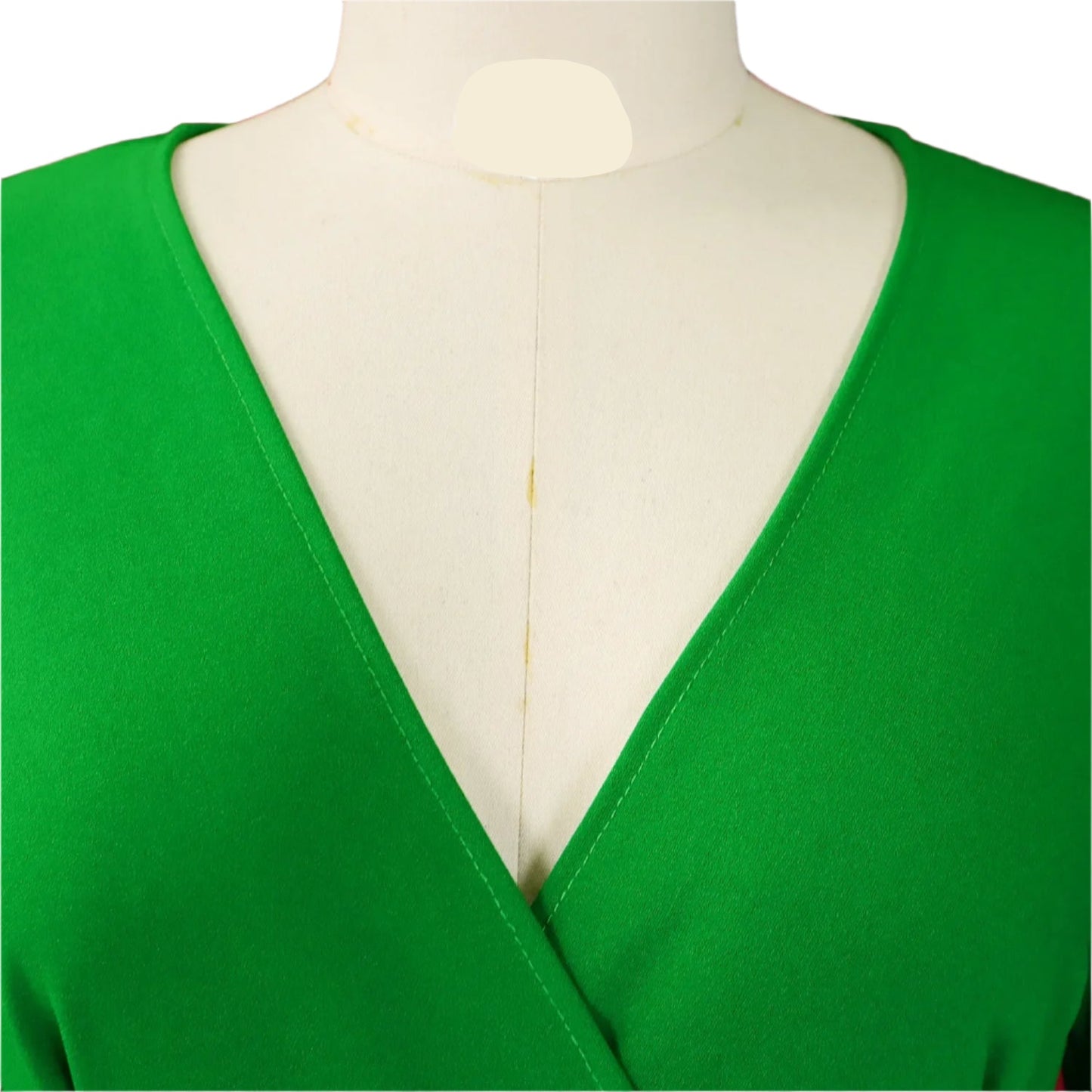 Liz's Plus size, stylish, trendy, Pleated, Temperament, V-Neck, Midi, Office Dress