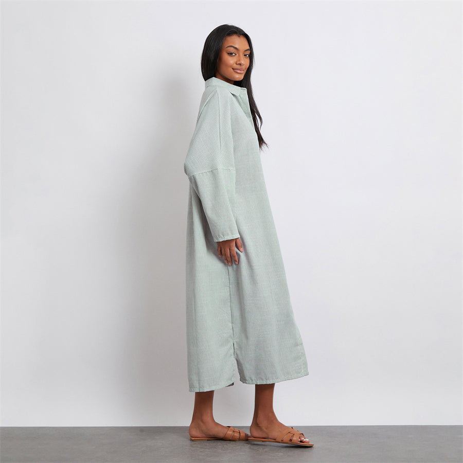 Rosa's Baggy, Loose, Striped, Trendy, Stylish, Boho, Vintage, Long Sleeves, Long Shirt Dress