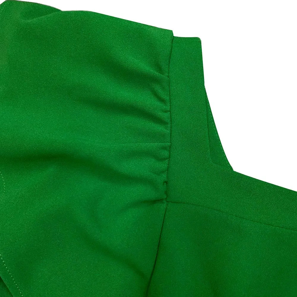 Dana's Pleated, stylish, Trendy, Vintage, Ruffles, short Sleeves, Midi, Office Dress