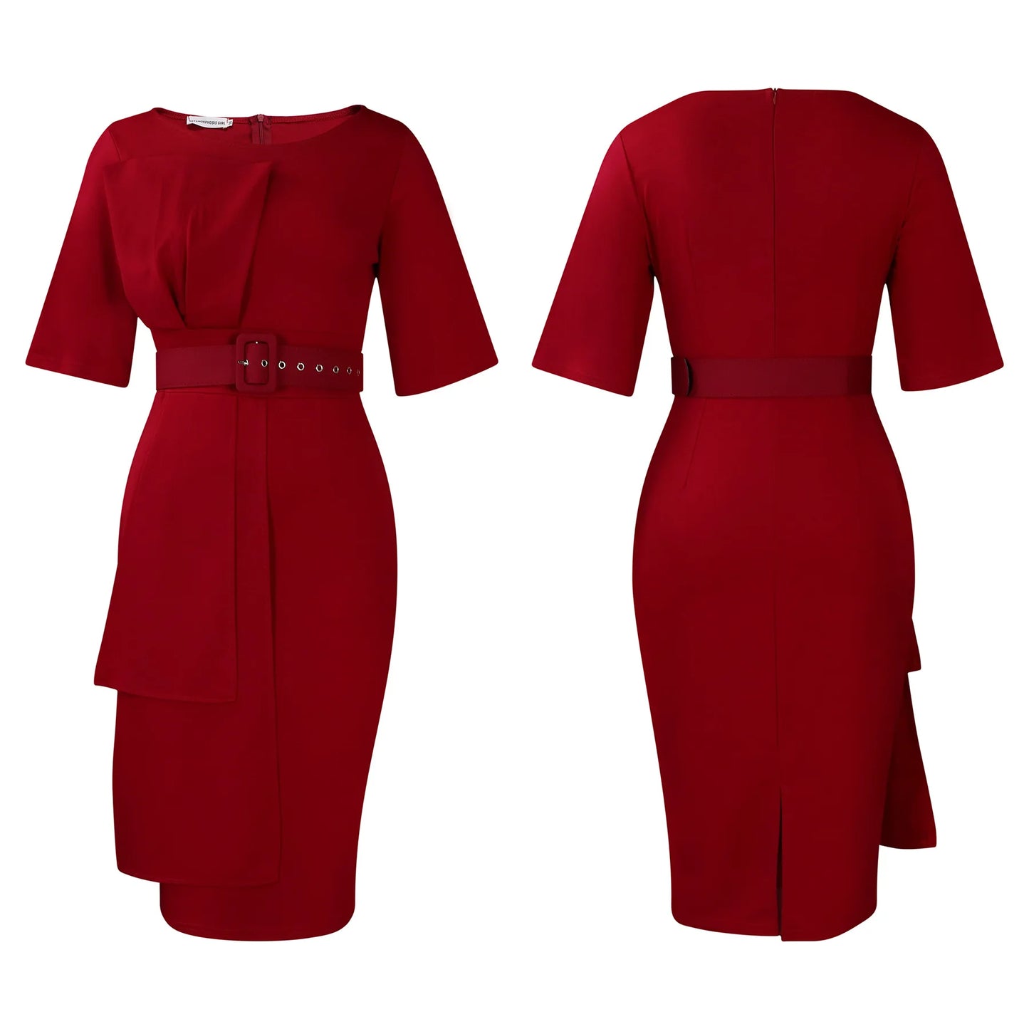 Iman's Trendy, Stylish, Patchwork, Plus size, Half Sleeves, On-Knee, Office Dress